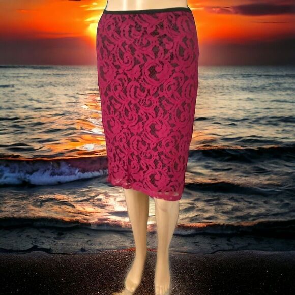 Do Be Pink Lace Pencil Skirt Sz S Wiggle Y2K Corpcore Office Siren Dark Romantic - Picture 1 of 16